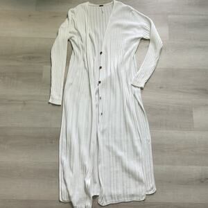 Free People We The Free Longline Cardigan Sweater Womens M Ribbed Duster White